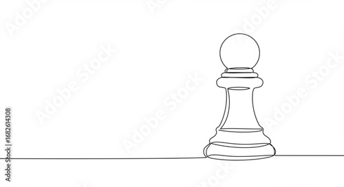 Chess pawn in continuous line art style symbolizing strategy, competition, and winning concepts