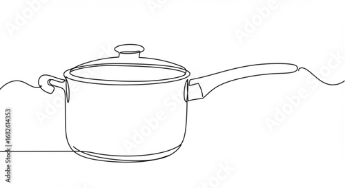 Minimalist saucepan illustration perfect for cooking, recipes, culinary arts, and food blogs