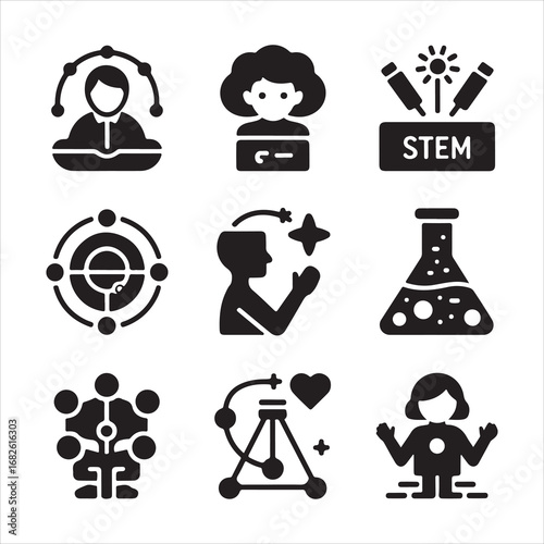 stem day vactor art icon pack set icon bandle banner silhouette 9 disign 