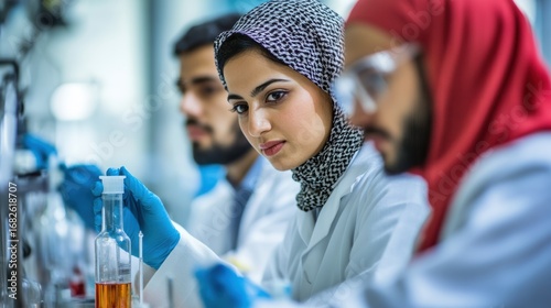 Arab female scientist working in laboratory

