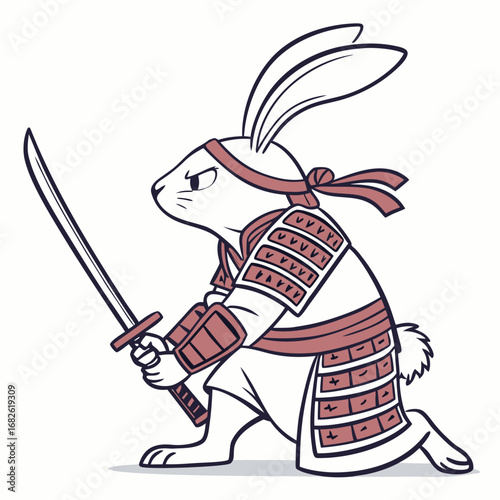 Samurai Rabbit Warrior Ready for Battle