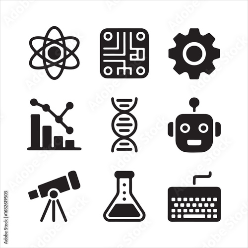 stem day vactor art icon pack set icon bandle banner silhouette 9 disign 