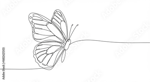 Elegant butterfly single line art, symbol of freedom and transformation, perfect for design