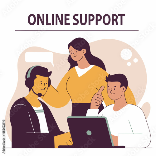 Technical Support Concept – Customer Service Consultant Assisting Clients, Solving Problems, and Providing Valuable Information Cartoon Vector Illustration
