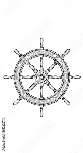 Decorative antique wooden ship steering wheel nautical decor for coastal homes and marine enthusiasts
