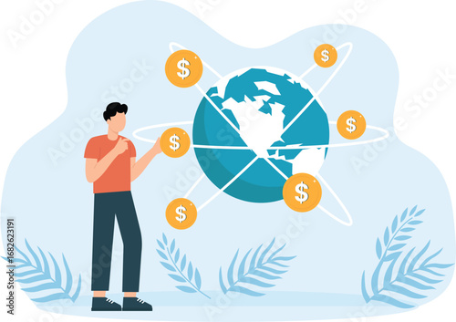 Global communication network worldwide business 
