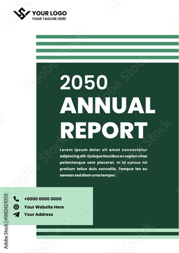 Business annual report cover design template with decorative lines