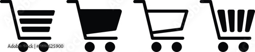 Variety of shopping cart icons for ecommerce retail and online store design a collection of trolley symbol illustrations for commercial use in web applications and mobile platforms