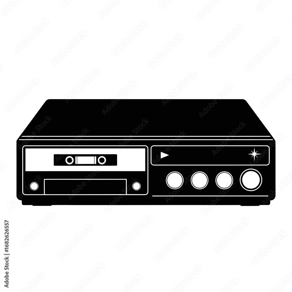 Fototapeta premium Illustration of a cassette tape player, a vintage audio technology device.