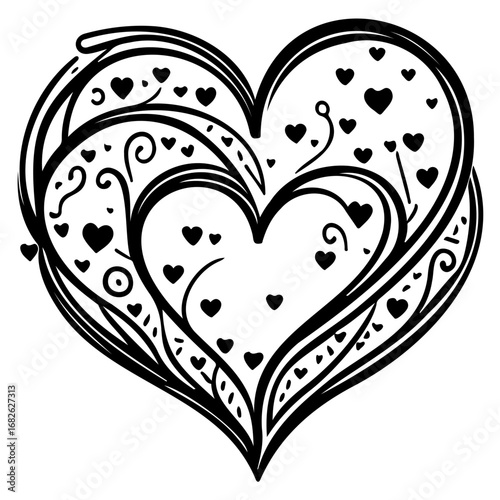 Drawn heart of entwined floral elegance representing affection and thoughtful handcrafted