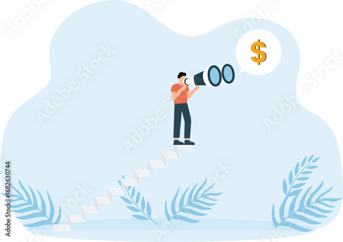 Businessman find money on arrow for white collar corporate business concept,

