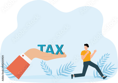 Employees charged with taxes for large currency in hand concept, 

