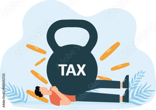 Businessman under tax burden and carried high weight concept,

