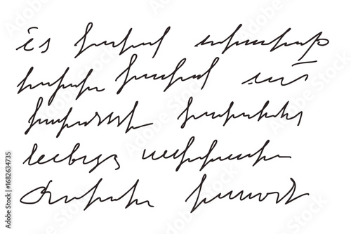 Illegible handwritten script text pattern. Unreadable letter piece. Freehand text letter note. Diary poetry ornament. Vector hand drawn illustration.