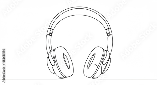 Wireless headphones line art illustration