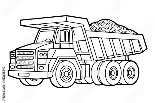 Stylized semi-truck illustration with blue speed trails. Modern vector graphic icon for freight, shipping, and delivery services.