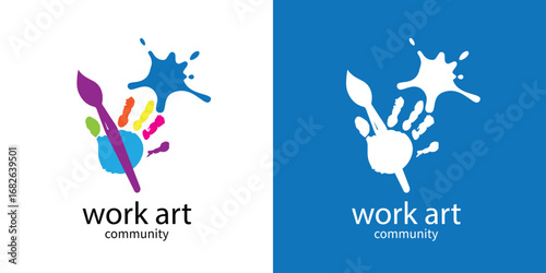 Hand-painted brush stroke logo for artistic business identity.