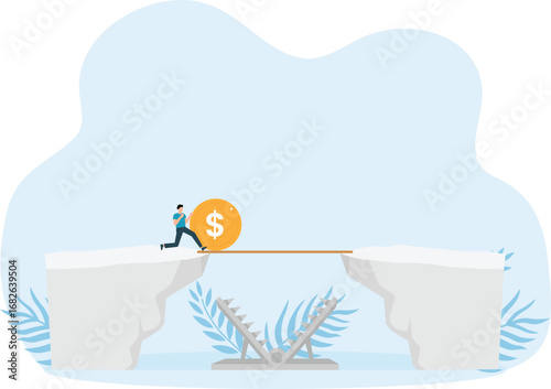 Profit on a path full of traps for business direction concept, 

