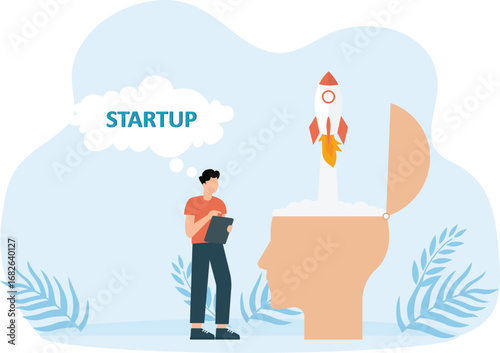 Ideas business for business success and rocket startup launch concept 

