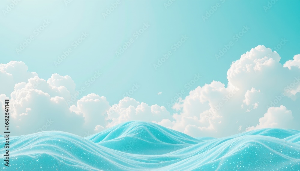 Obraz premium mint ocean mist theme with mint cloud with soft cyan, gentle diagonal aqua sweep, mint tinted sparkle dust, seamless dreamy aqua backdrop, calm and refreshing