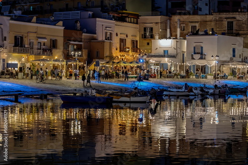 Foto Vista panoramica notturna di uno scorcio del porticciolo di Bisceglie(Puglia , I