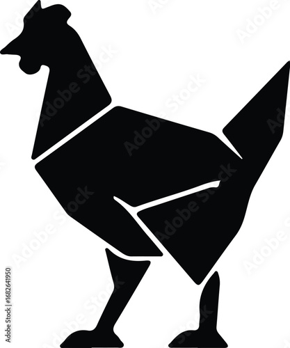 Illustrator Vector Geometric chicken origami farm animal graphic silhouette