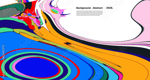 Abstract Psychedelic Brutalism Wave Blob Striped Motion Curves Composition Morphing Amoeba Fluid Shape Background