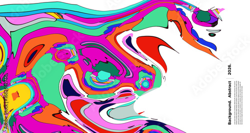 Abstract Psychedelic Brutalism Wave Blob Striped Motion Curves Composition Morphing Amoeba Fluid Shape Background