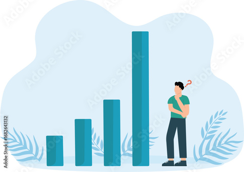 Businessman looking economic growth graph for business success concept,

