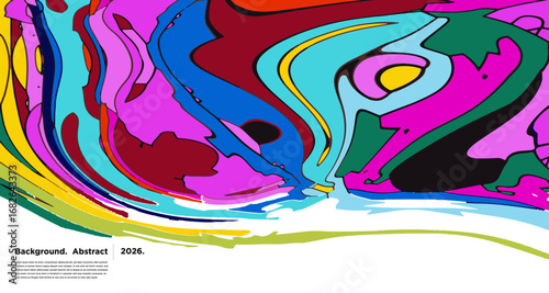 Abstract Psychedelic Brutalism Wave Blob Striped Motion Curves Composition Morphing Amoeba Fluid Shape Background