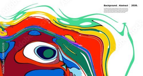 Abstract Psychedelic Brutalism Wave Blob Striped Motion Curves Composition Morphing Amoeba Fluid Shape Background
