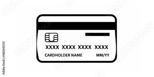 Credit Card Icon Simple Black and White Vector Illustration