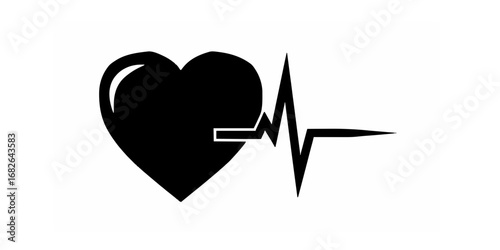 Heartbeat EKG Symbol and Rhythm Line Icon for Health and Medical Concepts