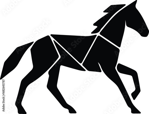 Illustrator Vector Geometric running horse stylized graphic design silhouette