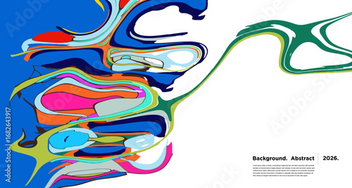 Abstract Psychedelic Brutalism Wave Blob Striped Motion Curves Composition Morphing Amoeba Fluid Shape Background