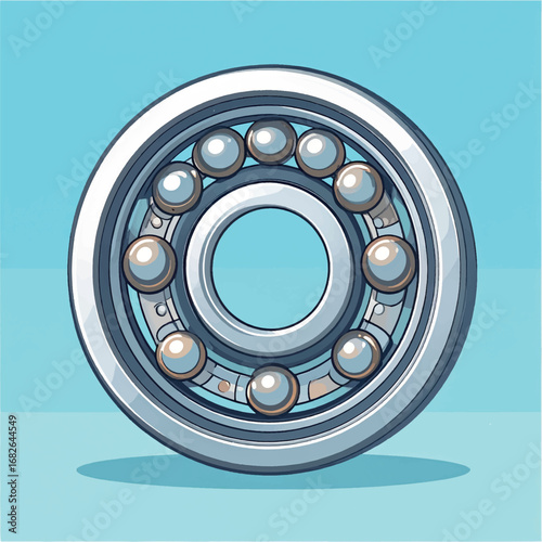 Detailed illustration of a precision ball bearing, showcasing its internal components and smooth metallic finish.