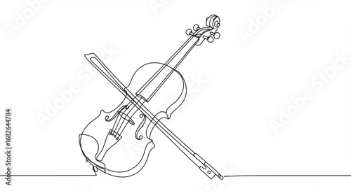 Minimalist violin line art drawing