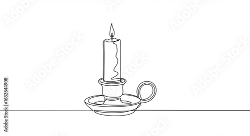 Candle in holder line drawing