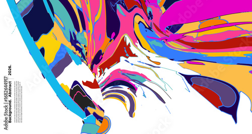 Abstract Psychedelic Brutalism Wave Blob Striped Motion Curves Composition Morphing Amoeba Fluid Shape Background