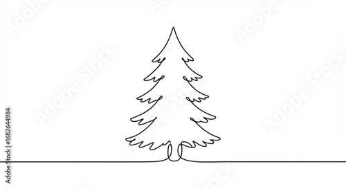 Minimalist christmas tree line drawing