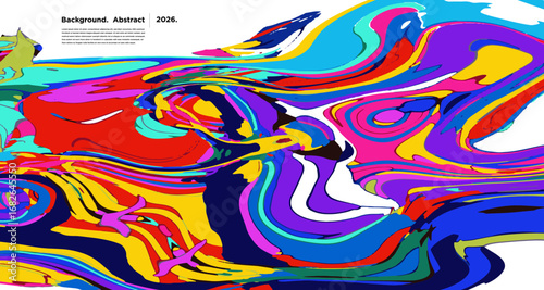 Abstract Psychedelic Brutalism Wave Blob Striped Motion Curves Composition Morphing Amoeba Fluid Shape Background