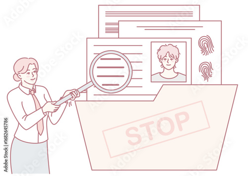 An illustration highlighting data protection processes, emphasizing privacy and thorough identity verification checks