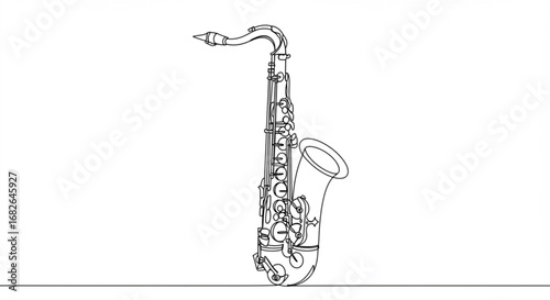 Saxophone illustration with clean lines