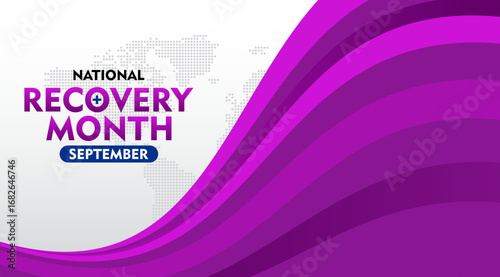 National Recovery Month is observed every September. Suitable for banner, greeting card, poster, prints, social media post, flyer background