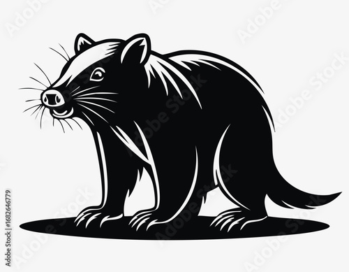 Wombat Animal Vector Logo in Black and White, Minimalist and Simple Design, Perfect for Wildlife Branding, Nature Illustration, and Unique Animal Identity
