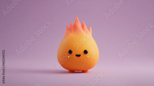 Fiery fruit glowing with expression in 3d animation