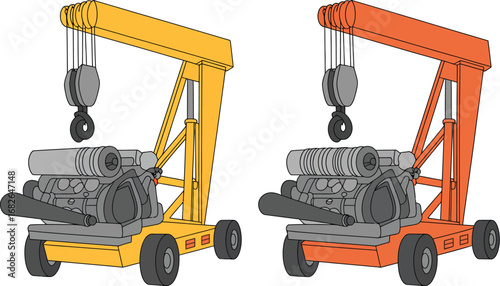 Engine hoist crane automotive repair tool shop equipment vector