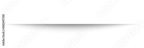 Paper sheet shadow effect. 3D line edge shape. Transparent realistic sheet dividers. Web banner vector drop soft shadows.