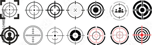 Target icon set.target icon on isolated background. Crosshair icon in black.Editable Stroke, Pixel Perfect, Stock Illustration. Goal symbol collection. Darts icon. Hitting the bullseye icon line.