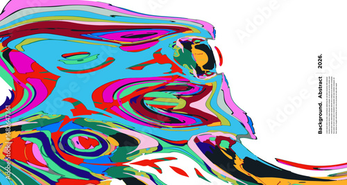 Abstract Psychedelic Brutalism Wave Blob Striped Motion Curves Composition Morphing Amoeba Fluid Shape Background